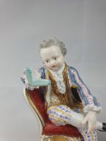 Meissen Pair Seated Man Reading and Woman With Yarn Winder. - Image 9