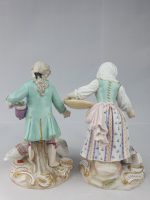 Meissen Girl Feeding Chickens and Boy Feeding Geese Blue Coats - Image 6