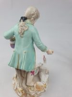 Meissen Girl Feeding Chickens and Boy Feeding Geese Blue Coats - Image 13
