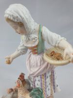 Meissen Girl Feeding Chickens and Boy Feeding Geese Blue Coats - Image 15