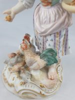 Meissen Girl Feeding Chickens and Boy Feeding Geese Blue Coats - Image 16