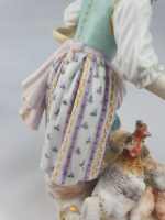 Meissen Girl Feeding Chickens and Boy Feeding Geese Blue Coats - Image 18