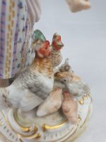 Meissen Girl Feeding Chickens and Boy Feeding Geese Blue Coats - Image 19