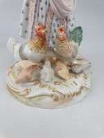 Meissen Girl Feeding Chickens and Boy Feeding Geese Blue Coats - Image 20